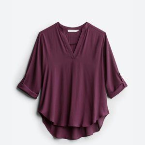 LUSH Warren Split Neck Blouse - Purple